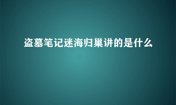 盗墓笔记迷海归巢讲的是什么