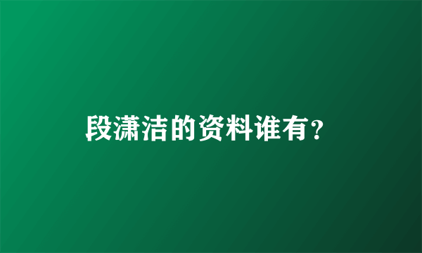 段潇洁的资料谁有？