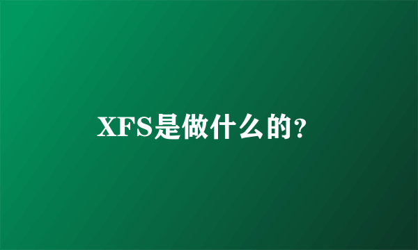 XFS是做什么的？