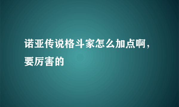 诺亚传说格斗家怎么加点啊，要厉害的