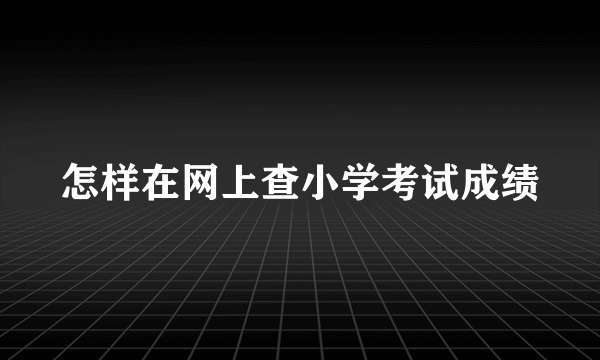 怎样在网上查小学考试成绩