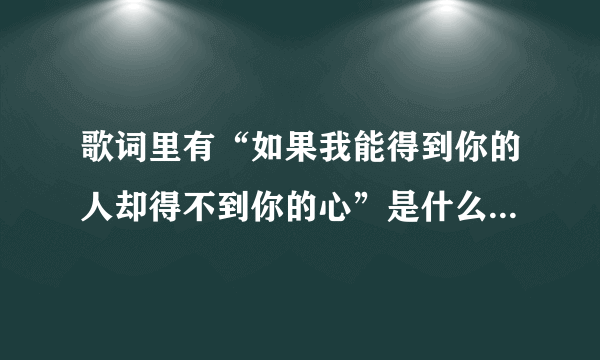 歌词里有“如果我能得到你的人却得不到你的心”是什么歌？？？