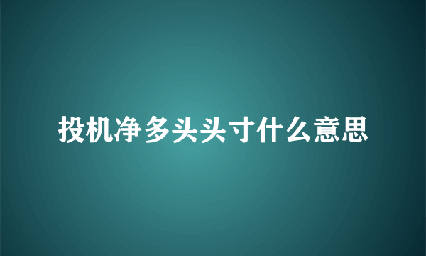 投机净多头头寸什么意思