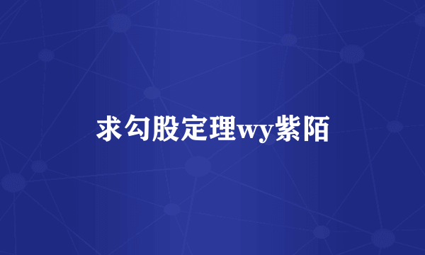 求勾股定理wy紫陌