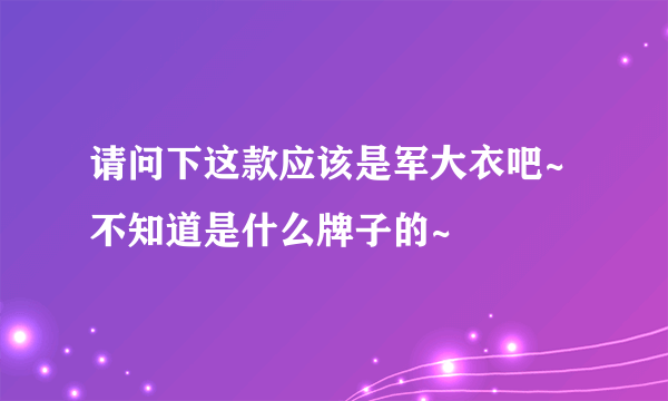 请问下这款应该是军大衣吧~不知道是什么牌子的~