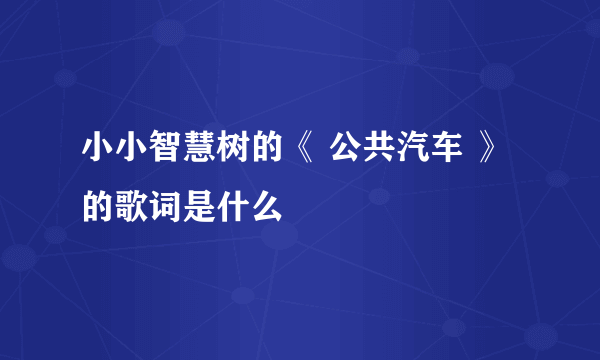 小小智慧树的《 公共汽车 》的歌词是什么