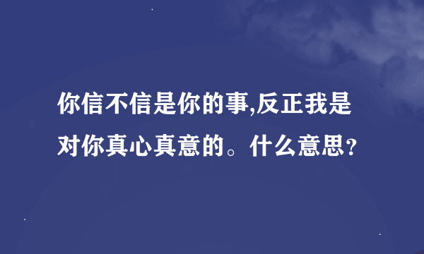 你信不信是你的事,反正我是对你真心真意的。什么意思？