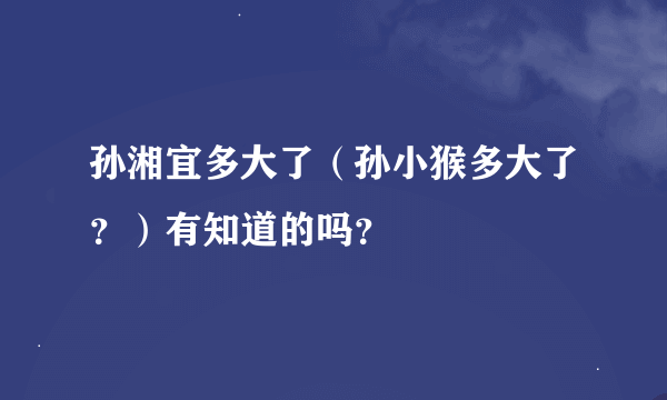 孙湘宜多大了（孙小猴多大了？）有知道的吗？