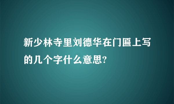 新少林寺里刘德华在门匾上写的几个字什么意思?