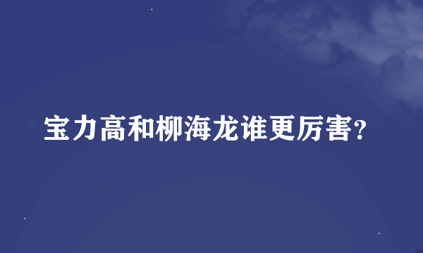 宝力高和柳海龙谁更厉害？