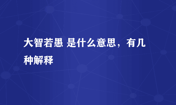 大智若愚 是什么意思，有几种解释