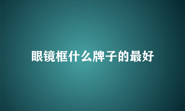 眼镜框什么牌子的最好