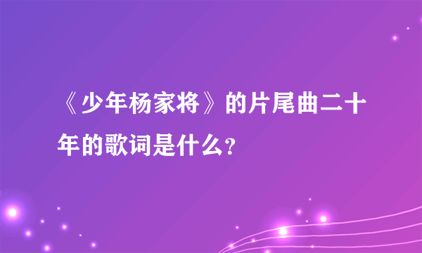 《少年杨家将》的片尾曲二十年的歌词是什么？