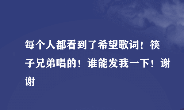 每个人都看到了希望歌词！筷子兄弟唱的！谁能发我一下！谢谢