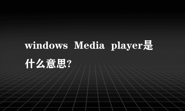 windows  Media  player是什么意思?