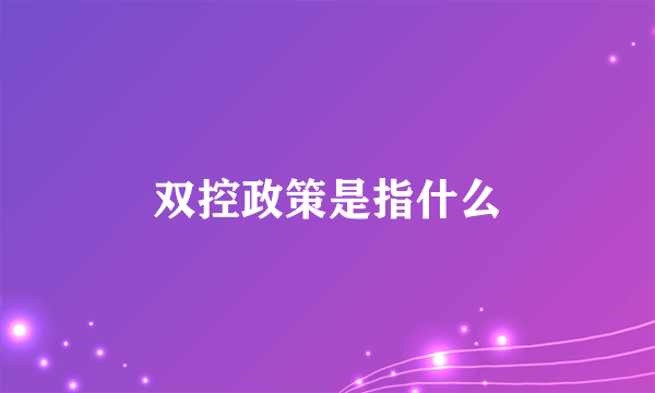 双控政策是指什么