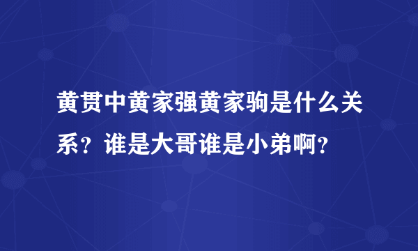 黄贯中黄家强黄家驹是什么关系？谁是大哥谁是小弟啊？