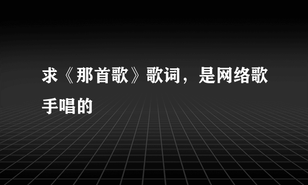 求《那首歌》歌词，是网络歌手唱的