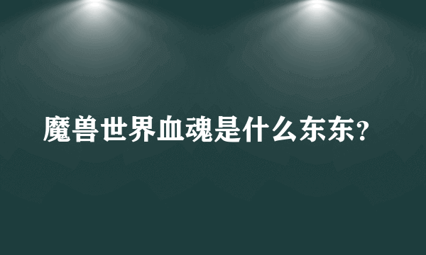 魔兽世界血魂是什么东东？