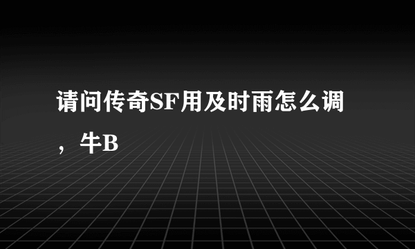 请问传奇SF用及时雨怎么调，牛B