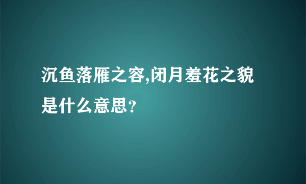 沉鱼落雁之容,闭月羞花之貌是什么意思？