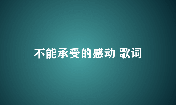 不能承受的感动 歌词