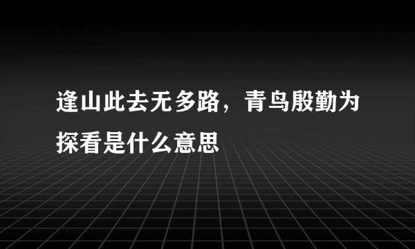 逢山此去无多路，青鸟殷勤为探看是什么意思