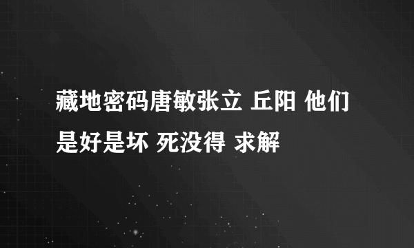 藏地密码唐敏张立 丘阳 他们是好是坏 死没得 求解