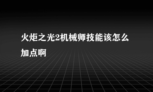 火炬之光2机械师技能该怎么加点啊