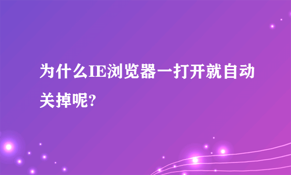 为什么IE浏览器一打开就自动关掉呢?