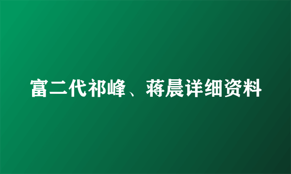 富二代祁峰、蒋晨详细资料