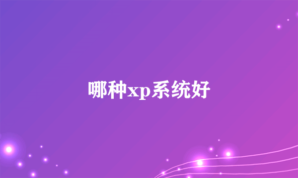 哪种xp系统好