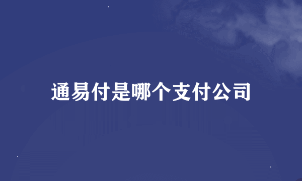 通易付是哪个支付公司