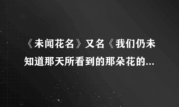 《未闻花名》又名《我们仍未知道那天所看到的那朵花的名字》讲的是什么？求详细解答。