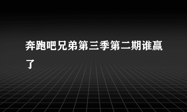 奔跑吧兄弟第三季第二期谁赢了