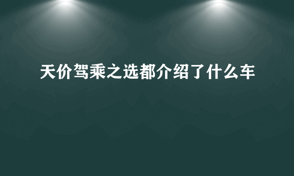 天价驾乘之选都介绍了什么车