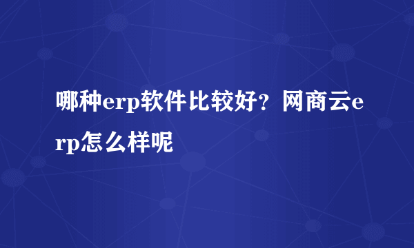 哪种erp软件比较好？网商云erp怎么样呢