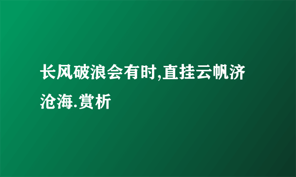 长风破浪会有时,直挂云帆济沧海.赏析