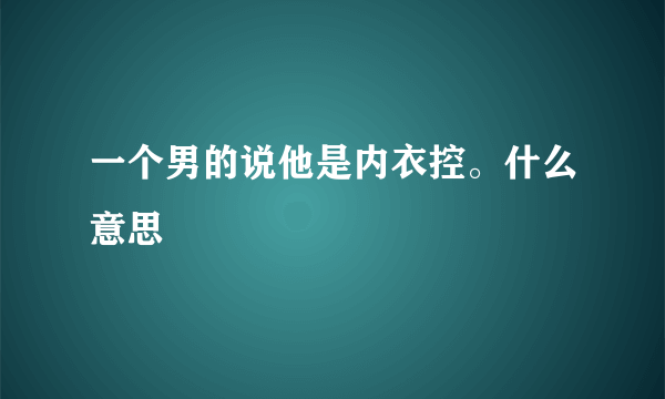 一个男的说他是内衣控。什么意思