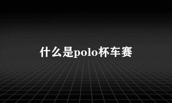 什么是polo杯车赛