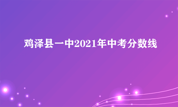 鸡泽县一中2021年中考分数线