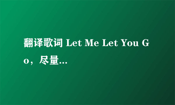 翻译歌词 Let Me Let You Go，尽量翻译的不要太生硬