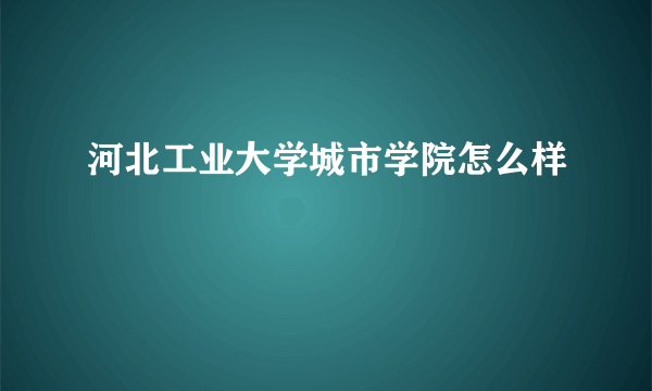 河北工业大学城市学院怎么样