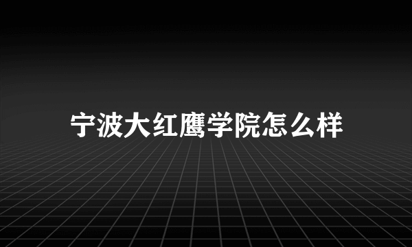 宁波大红鹰学院怎么样