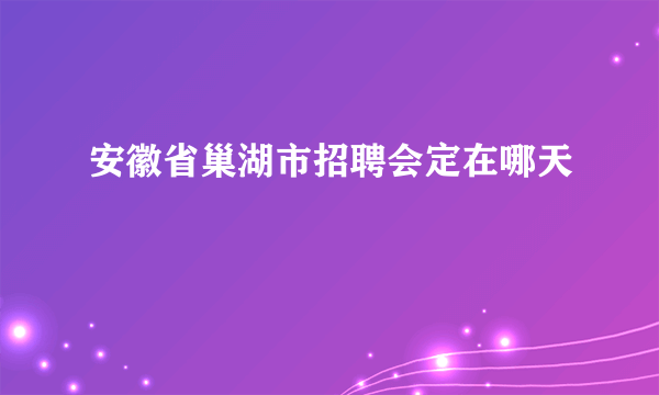 安徽省巢湖市招聘会定在哪天