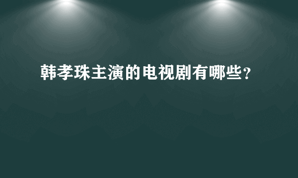 韩孝珠主演的电视剧有哪些？