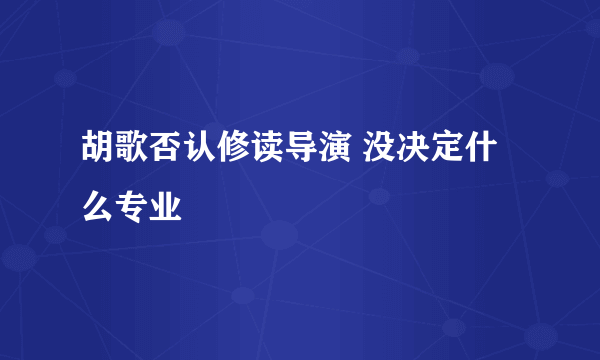 胡歌否认修读导演 没决定什么专业