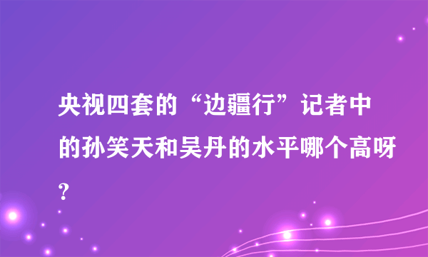 央视四套的“边疆行”记者中的孙笑天和吴丹的水平哪个高呀？