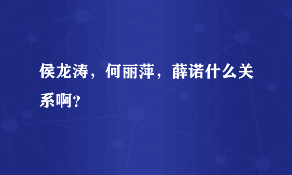 侯龙涛，何丽萍，薛诺什么关系啊？