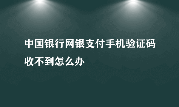 中国银行网银支付手机验证码收不到怎么办